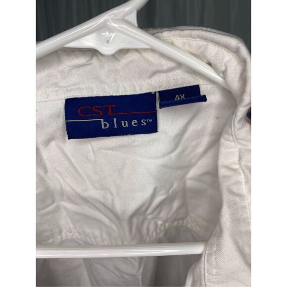 Vintage Christmas scene white button down shirt, 4X - Picture 2 of 3